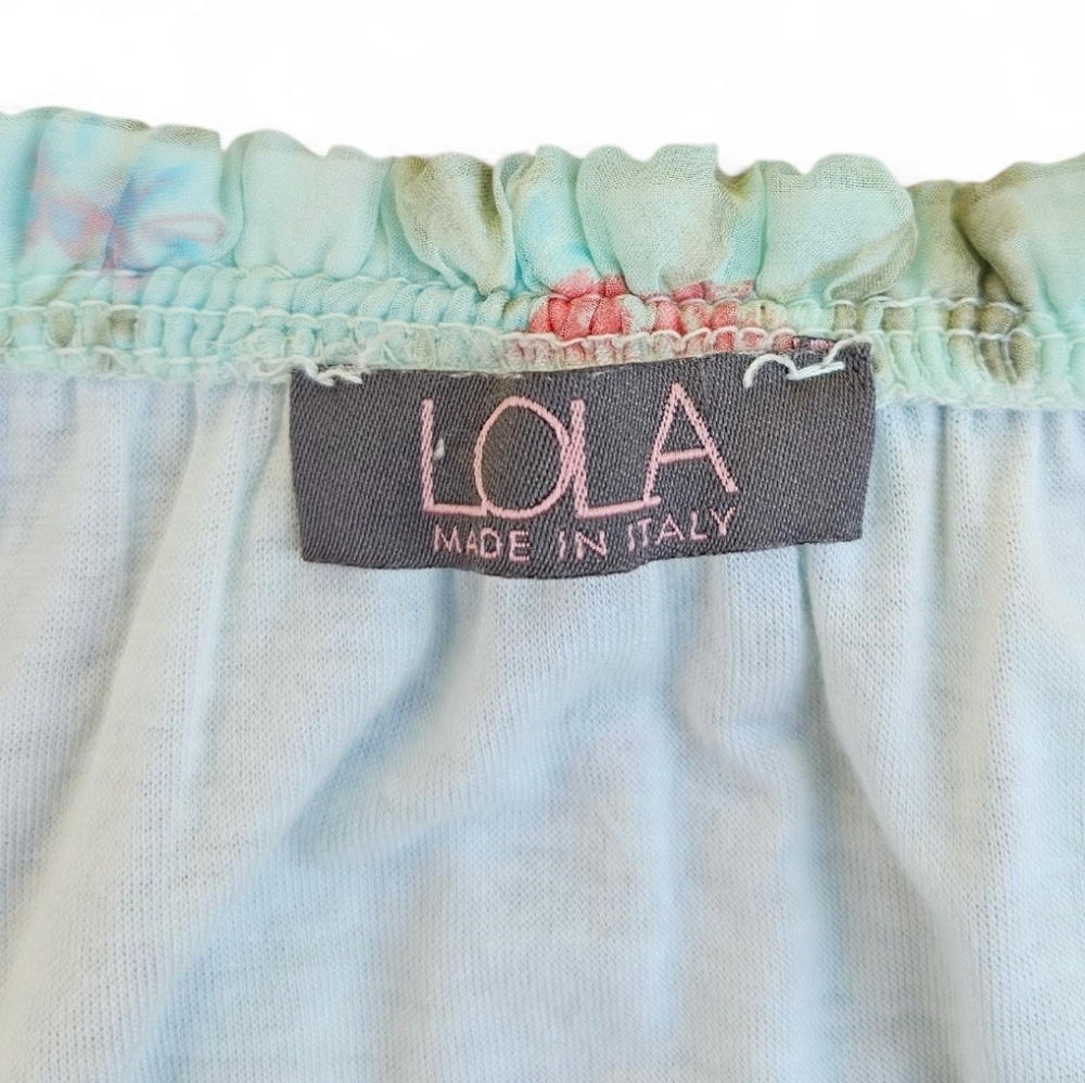 Lola Silk Floral Blouse Made In Italy Boho Peasant Style Top, Size L - Picture 7 of 7